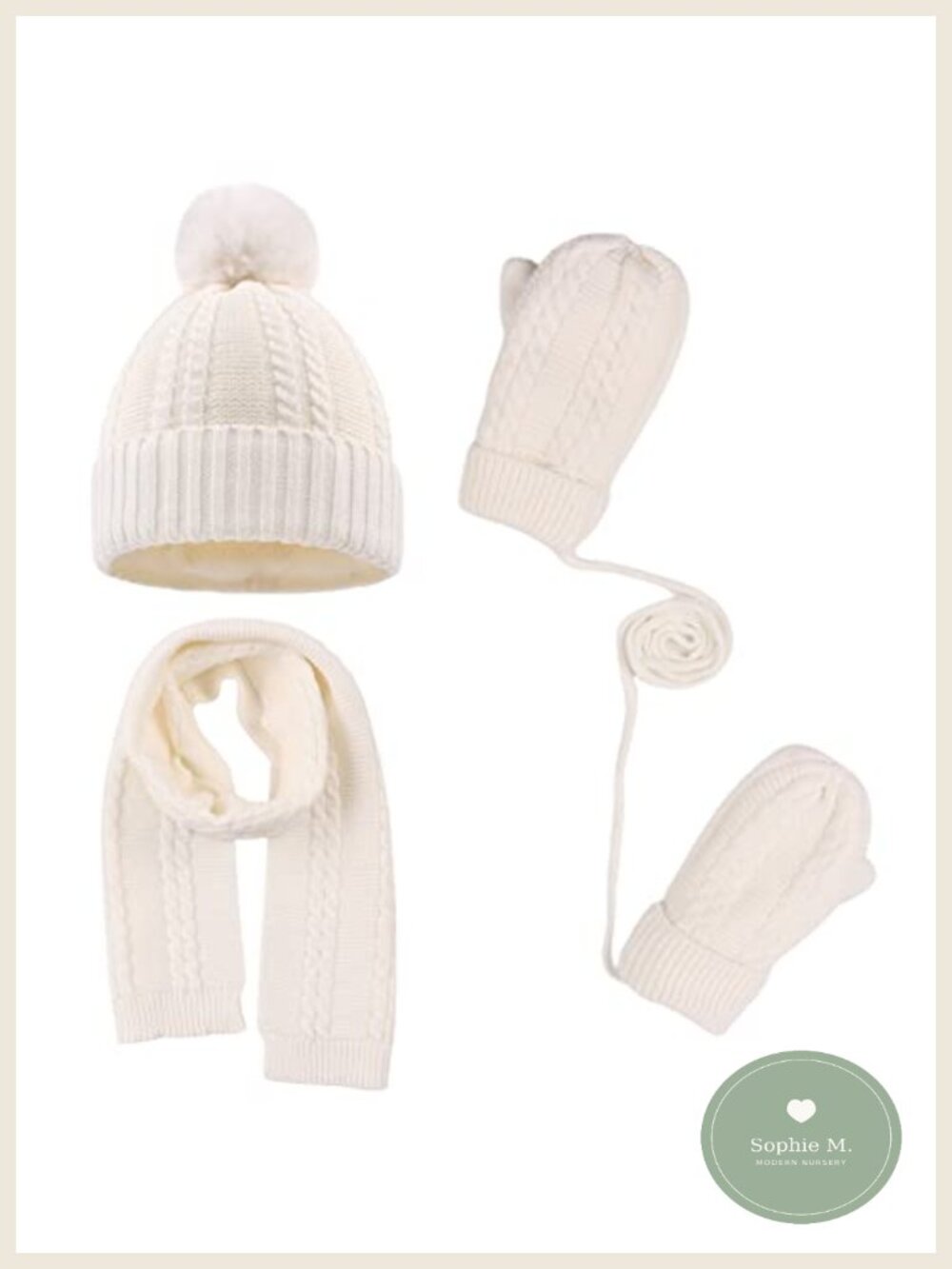 Kids Winter Hat Scarf Mittens Set Knitted Beanie 2-7 Years